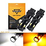 Auxbeam 3157 LED Bulbs P27/5W T25 3157 3057 3155 3457 4157 Switchback LED Bulbs 300% Brighter White and Amber Dual Color LED Bulb with Projector for Car DRL Turn Signal Lights Parking Lights