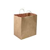 50 Count 14"L x 10"W(gusset) x 15.75"H Large Ultra Wide Brown Kraft Paper Bags with Twisted Handle, Perfect Solution for Restaurant Takeouts, Parties, Baby Shower, Shopping