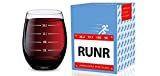 Stemless Wine Glass for Runners (5K, 10K, 13.1, 26.2 Measurements) Made of Unbreakable Tritan Plastic and Dishwasher Safe - 16 ounces