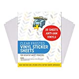Clear Printable Vinyl for Inkjet Printer (Clear Sticker Paper | Waterproof | 20 Sheets) - Transparent Inkjet Printable Vinyl Sticker Paper Avoid Jams for Printers | Transparent Sticker Paper