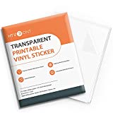 HTVRONT Clear Sticker Paper for Inkjet & Laser Printer Glossy, Clear Printable Vinyl Waterproof, 15 Sheets 8.5" x 11" Clear Vinyl Sticker Paper Dries Quickly with 15 Sheets Laminated Paper