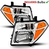 AmeriLite Chrome Replacement Halogen SUV Headlight Set For 05-08 Frontier / 05-07 Pathfinder - Driver and Passenger, Vehicle Light Assembly, Chrome