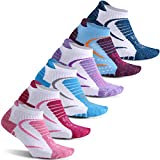 Facool Women's Hiking Socks, Dry Tech Seamless Toe Sport Comfort Quarter Running Camping Socks 6 Pairs Multicolor