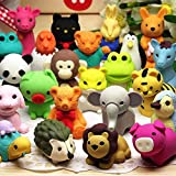 34Pcs Animal Erasers Bulk Mini Pencil Erasers Anime Cute Non-Toxic Removable Assembly Puzzle Kids Erasers for Party Favors,ClassroomStudents Prizes,Carnival Gifts and School Supplies Gift