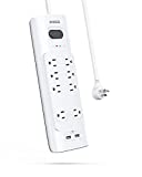 Anker Power Strip Surge Protector with USB, 6ft Extension Cord, 8 Outlets & 2 USB Ports with Flat Plug, PowerIQ for iPhone Xs/XS Max/XR/X, Galaxy, for Home, Office, and More (1200 Joules)
