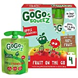 GoGo SqueeZ Applesauce, Apple Strawberry, 3.2 Ounce (4 Pouches), Gluten Free, Vegan Friendly, Unsweetened Applesauce, Recloseable, BPA Free Pouches, 0 (120431)