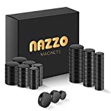 NAZZO Small Magnets, Rare Earth Magnets, Super Strong Neodymium Magnets for Building, Science, DIY, Refrigerator and Kitchen Cabinet, Round Button Magnet, 3 Sizes 60pcs, Black