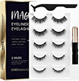 easbeauty 2020 Upgraded Magnetic Eyeliner and Eyelashes Kit, Magnetic Eyelashes with Eyeliner, False Lashes 5 Pairs with Tweezers, Easy to Wear