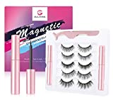 Magnetic Eyelashes and 2PCS Stronger Magnetic Eyeliner Kit, 5 Pairs of Upgraded Custom Life &Party Styles 5 Magnets Natural Look Magnetic Lashes,Eyelashes with Updated Eyeliner-Easy to Move