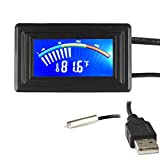 KEYNICE Digital Thermometer, Temperature Sensor USB Power Supply, Fahrenheit Degree and Degrees Celsius Color LCD Display, High Accurate-Black
