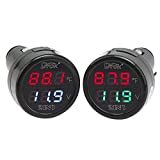 Car Thermometer, DROK 2pcs Digital Voltage 10-170 Deg F Temperature Monitor Tester Meter LED Display Volt Fahrenheit Temp Multimeter Car Automotive Motorcycle Battery Voltmeter Thermometer Detector