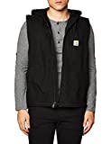 Carhartt Men's Relaxed Fit Washed Duck Fleece-Lined Hooded Vest, Black, Large