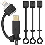 Cozy [5-Pack] Charging Cable Adapter Keeper/Holder/Tether, Compatible with (USB-C, Micro USB, Apple Pencil) adapters | Perfect for Keychain, Car, Travel (Black - 5 Pack)