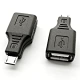 USB 2.0 Micro USB Male to USB Female OTG Adapter (2 Pack)