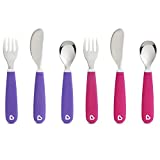 Munchkin Splash Toddler Fork, Knife and Spoon Utensil Set, 6 Pack, Pink/Purple
