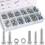 Accessbuy Assorted Screws,Nuts,Bolt, Wood Screw, Washer& Self-Drilling Screw,Self Tapping Screw Assortment Set Drive Wood Screw Assortment Kit (400PCS)