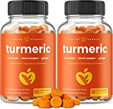 (2-Pack) 120 Turmeric Gummies with Ginger & Black Pepper Extract - Curcumin Gummy Supplement for Adults & Kids [95% Curcuminoids] Inflammation & Joint Support Delicious Vegan Chewable Tumeric Vitamin