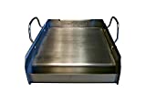 griddle-Q GQ120 100% Stainless Steel Medium-Sized Professional Griddle with Even Heating Bracing and Removable Handles for Charcoal/Gas Grills, Camping, Tailgating, and Parties (14"x16"x6.5")