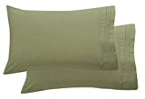 Luxury Ultra-Soft 2-Piece Pillowcase Set 1500 Thread Count Egyptian Quality Microfiber - Double Brushed - - Wrinkle Resistant, Standard Size, Sage/Green