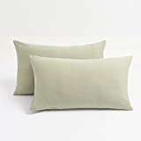 2-Pack Stretch Pillow Cases - Jersey Knit & Envelope Closure Pillowcases with Ultra Soft T-Shirt Like Polyester Blend - Suitable for Queen or Standard Size Set of 2, Sage Green