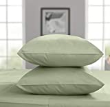 Threadmill Home Linen Standard Pillowcase - 100% Pure Cotton 600 Thread Count, 2 Piece Sateen Weave Sage Pillow Cover Set, Silky Smooth ELS Combed Cotton Solid Pillow Protectors