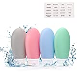 Travel Bottles 3.4 oz TSA Approved Silicone BPA Free Refillable Squeeze Accessories Containers with Labels for Toiletries Shampoo Lotion Cosmetic Conditioner,Travel Size Toiletries(4 Pack Mix Color)