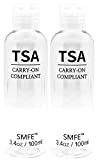 TSA Travel Bottles - 3.4 ounce / 100 ml Carry-On Compliant - Pack of 2 by SMFE