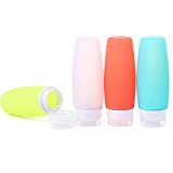 3.4 oz 100 ml Leakproof Silicone Travel Bottles, 4 Pack Portable Refillable Food-grade Travel Containers by Hubhnb