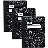 Mead Composition Notebooks, Comp Books, Wide Ruled Paper, 100 Sheets, 9-3/4 x 7-1/2 inches, Classic Black Marble, 3 Pack (38301)