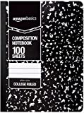 Amazon Basics College Ruled Composition Notebook, 100 Sheet, Marble Black, 4-Pack