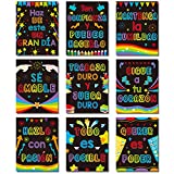 9 Pieces Spanish Classroom Decorations Spanish Motivational Posters for Classrooms Inspirational Wall Art Inspirational Posters Motivational Quote Wall Decor for Toddlers Kids Students (Black Color)