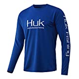 HUK Men's Icon X Long Sleeve Fishing Shirt with Sun Protection, Blue, X-Large