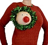 Ugly Christmas Sweater, Reindeer Boob, Women's MEDIUM, Christmas, reindeer, breast, sexy, novelty, pasties
