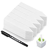 HOMENOTE 200 Pcs 4" Plastic Plant Labels Waterproof Plant Tags for Seedling, Vegetable Gardening Tags with Permanet Marking Pen, White