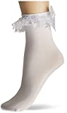 Leg Avenue Women's Ruffle and Satin Bow Anklet Socks, White, One Size