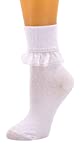 SEMOHOLLI Women Ankle Socks, Women Lace Ruffle Frilly Ankle Socks Fashion Ladies Girl Princess (1 Pairs-white)