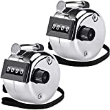 KTRIO Pack of 2 Metal Hand Tally Counter 4-Digit Tally Counters Mechanical Palm Counter Clicker Counter Handheld Pitch Click Counter Number Count for Row, People, Golf, Lap & Knitting, Silver