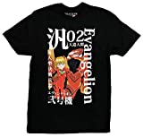 Neon Genesis Evangelion: Asuka and Evangelion Unit-02 T-Shirt - Officially Licensed (Large) Black