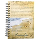 Christian Art Gifts Large Hardcover Notebook/Journal | Footprints In The Sand Poem | Beach Inspirational Wire Bound Spiral Notebook w/192 Lined Pages, 6â€ x 8.25â€