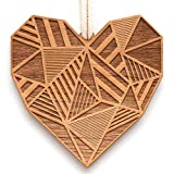 Patchwork Heart Laser Cut Wood Ornament [Christmas, Holiday, Love, Anniversary, Personalized Gifts, Custom Message, Stocking Stuffers]