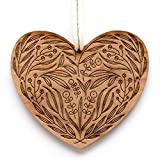 Floral Heart Laser Cut Wood Ornament [Christmas, Holiday, Love, Anniversary, Personalized Gifts, Custom Message, Stocking Stuffers]