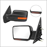 Perfit Zone Towing Mirrors Replacement Fit for 2007-2014 F150, POWER HEATED, W/AMBER SIGNAL,BLACK,LEFT(Driver Side)