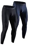 DEVOPS 2 Pack Men's Compression Pants Athletic Leggings (Large, Black/Charcoal)