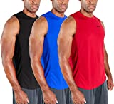 DEVOPS 3 Pack Men's Muscle Shirts Sleeveless Dri Fit Gym Workout Tank Top (X-Large, Black/Blue/Red)