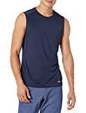 Amazon Essentials Men's Tech Stretch Performance Muscle Shirt, Navy, Medium