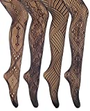 MANZI Womens Fishnet Tights Patterned Stockings 4 Styles Stretch Fishnets Panty Hose