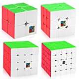 D-FantiX Speed Cube Set, Moyu Meilong MF2S 2x2 MF3S 3x3 MF4S 4x4 MF5S 5x5 Stickerless Speed Cubes Bundle with Gift Box