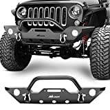 Nilight Front Bumper Compatible for 07-18 Jeep Wrangler JK Rock Crawler Off Roadwith With Fog Lights Hole, Winch Plate & 2 x D-rings, Upgraded Textured Black,2 years Warranty