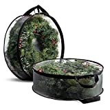 2-Pack Christmas Wreath Storage Container 30"- Artificial Christmas Wreath Storage, Durable Handles, Dual Zipper, Water-Resistant, Holiday wreath Storage Bag, Made Of PVC Clear Fabric For Transparency