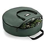 ZOBER Premium Christmas Wreath Storage Bag - Dual-Zippered Storage Container & Durable Handles, Protect Artificial Wreaths - Holiday Xmas Bag Made of Tear-Proof 600D Oxford (30 Inch, Green)